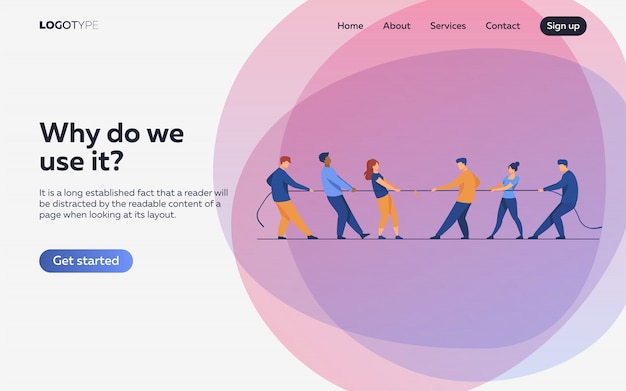 Flat Illustration of People Pulling Opposite Ends of Rope – Free Download