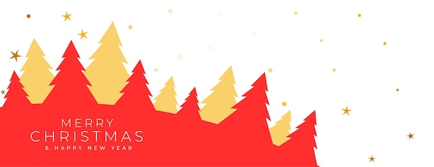 Merry Christmas Red and Golden Trees Vector – Free Download