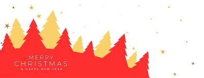 Merry Christmas Red and Golden Trees Vector – Free Download