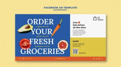 Flat Design Supermarket Template – Free Download