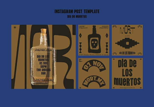 Dia de Muertos Holiday Instagram Posts Collection – Free Download