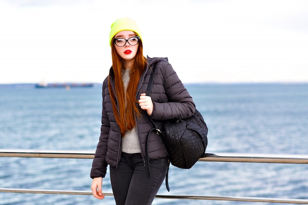 Young Woman in Hipster Fashion Posing by the Seaside – Free Stock Photo, Download Free