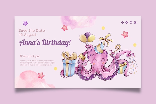 Children’s Birthday Horizontal Banner – Free Download