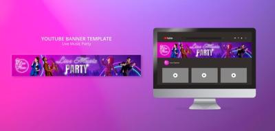Party Entertainment YouTube Banner Template – Free Download