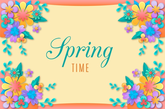 Colorful Paper Style Spring Background – Free Download