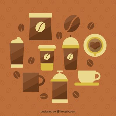 Flat Design Coffee Objects – Free Download, Free Stock Photo