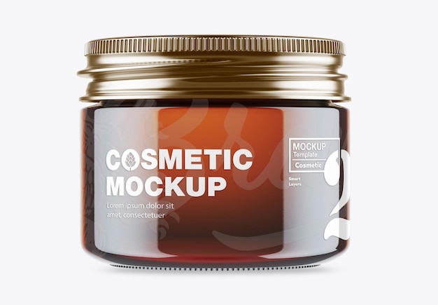 Amber Cosmetic Jar Mockup – Free Download