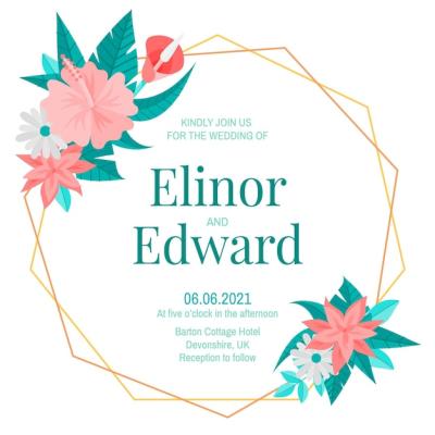 Golden Wedding Frame with Flowers – Free to Download