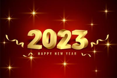 2023 Golden Text Design for New Year Event Banner – Free Download