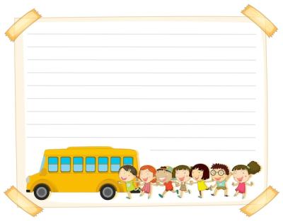 Paper Template Featuring Kids and a School Bus – Free to Download