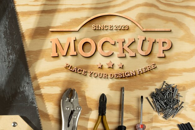 Wood Carving Mock-Up Design with Tools – Free Stock Photo, Download for Free