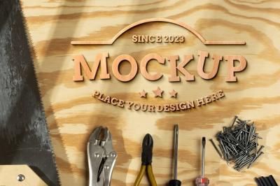 Wood Carving Mock-Up Design with Tools – Free Stock Photo, Download for Free