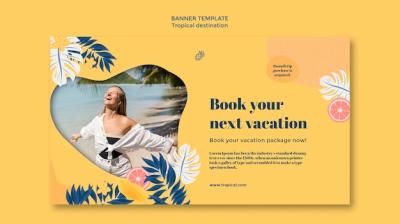 Tropical Destination Banner Template Design – Free Download