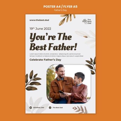 Flat Design Father’s Day Poster Template – Free Download