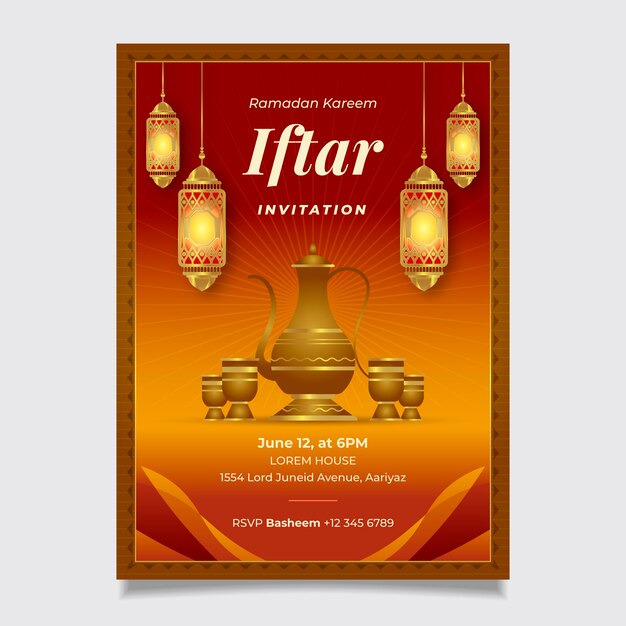 Flat Design Iftar Invitation Template – Free Download