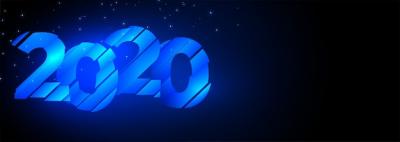 Glowing Blue Creative Happy New Year Banner 2020 – Free Download