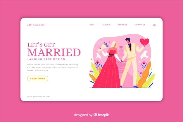 Pink Wedding Landing Page – Free Download, Download Free Stock Photo