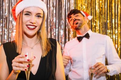 Couple Celebrating New Year with Champagne – Free Stock Photo Download