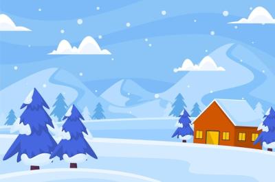 Flat Winter Landscape Illustration – Free Download