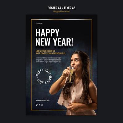 Poster Template for New Year Celebration – Free Download