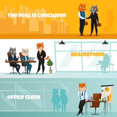 Business Cat Horizontal Banner Set – Free Download