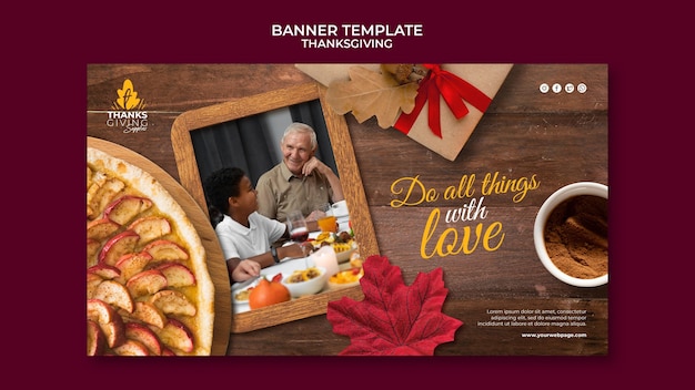 Horizontal Banner Template for Happy Thanksgiving Day – Free Download