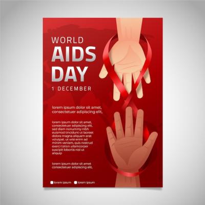 Gradient World Aids Day Vertical Poster Template – Free Download