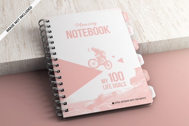 Spiral Book with Index Tab Divider Mockup – Free Download