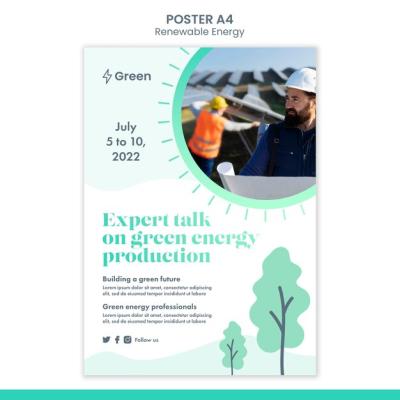 Flat Design Renewable Energy Poster Template – Free Download