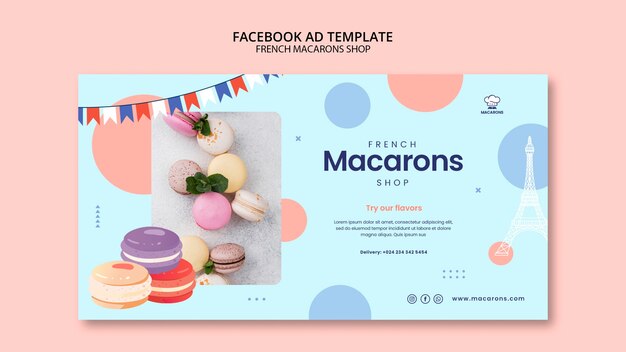 Flat Design French Macaroons Shop Template – Free Download