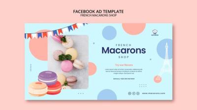 Flat Design French Macaroons Shop Template – Free Download