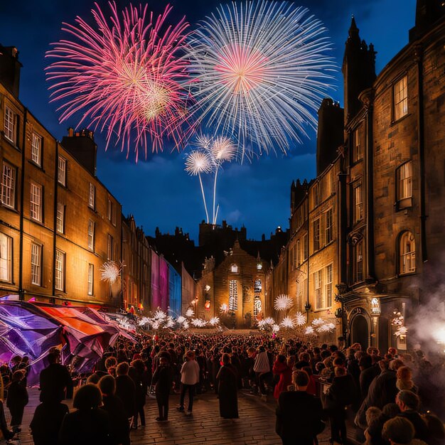 Festive Fireworks Illuminate Edinburgh’s Historic Cityscape During the Festival – Free Download