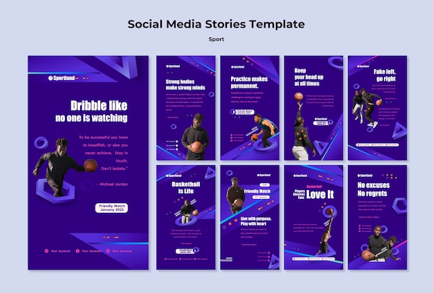 Sport Instagram Stories Template in Flat Design – Free Download
