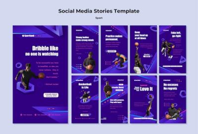 Sport Instagram Stories Template in Flat Design – Free Download