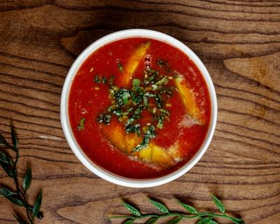 Delicious Tomato Soup with Fish on the Table – Free Download