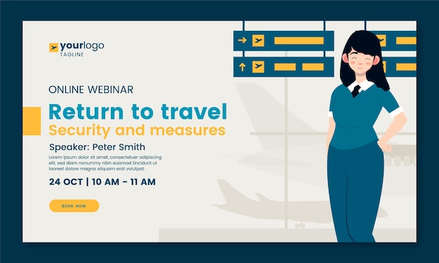 Flat Airline Service Company Webinar Template – Free Download