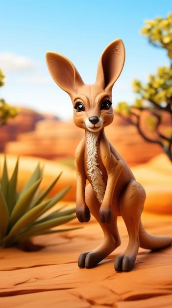 Kangaroo Animal Character Craft on Isolated Studio Background – Free Download