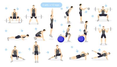 Leg Workout Exercises with Cardio and Weights on White Background – Free Stock Photo, Download for Free