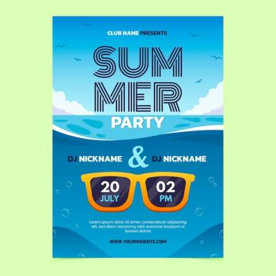 Gradient Summer Party Vertical Poster Template – Free Download
