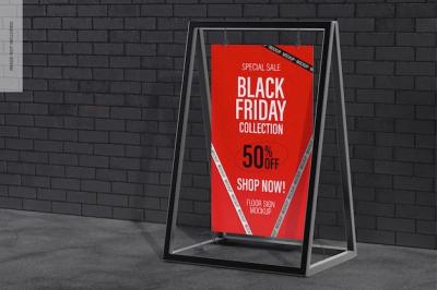 Black Friday Floor Sign Mockup – Free Download