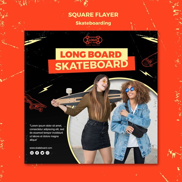 Skateboarding Concept Square Flyer Template – Free Download