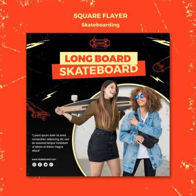 Skateboarding Concept Square Flyer Template – Free Download