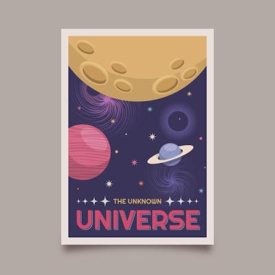 Hand Drawn Retro Space Poster Template – Free to Download
