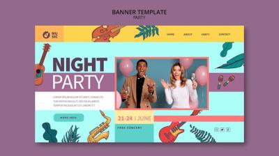 Hand Drawn Instruments Banner Template – Free Download