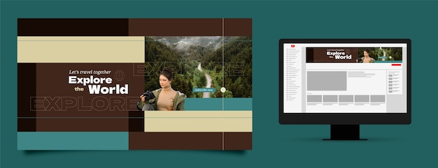 Travel Adventure YouTube Channel Art in Flat Design – Free Download