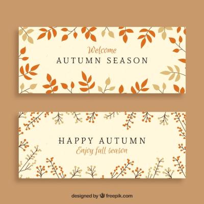 Lovely Autumn Banners in Flat Design – Free Download