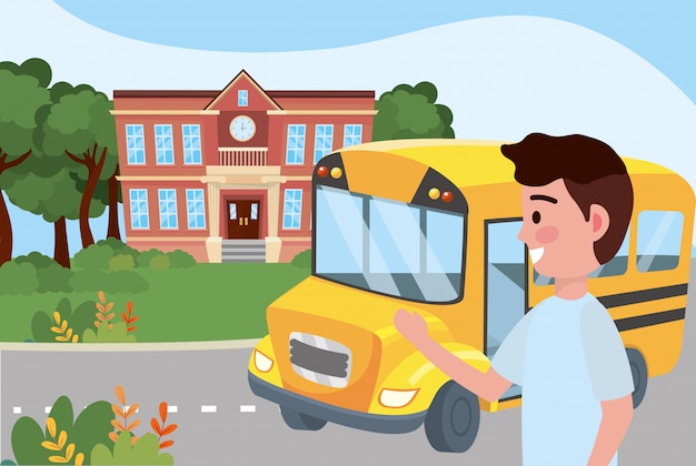 Boy Kid with School Bus – Free Stock Photo, Download for Free