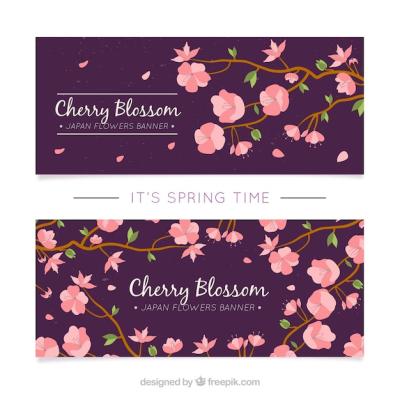 Blooming Branches Vector Banners for Free Download