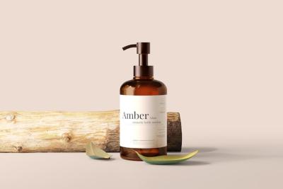 Amber Glass Pump Bottle Mockup – Free to Download