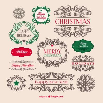 Vintage Christmas Badges – Free Stock Photos for Download